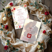 Invitation Charming Botanical Winter Frame Back Photo Wedding