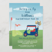 Invitation Charming Boy Golf Cart Par tee 2e anniversaire (Devant / Derrière)