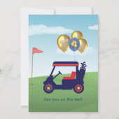 Invitation Charming Boy Golf Cart Par tee 4e anniversaire (Dos)