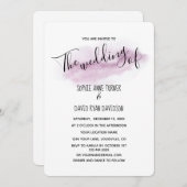 Invitation Charming Calligraphie Mariage d'aquarelle rose (Devant / Derrière)