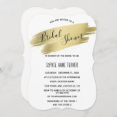 Invitation Charming Calligraphie or Stroke Fête des mariées (Devant / Derrière)