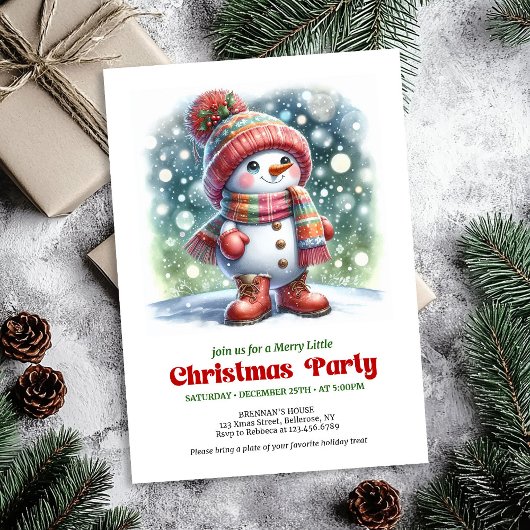 Invitation Charming cartoon snowman invite festive cheer