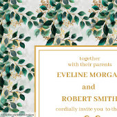 Invitation Charming Charming Green Gold Eucalyptus Mariage