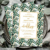 Invitation Charming Charming Green Gold Eucalyptus Mariage