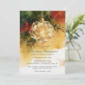 Invitation Charming Christmas Ornament Shaped Like a Rose (Debout devant)