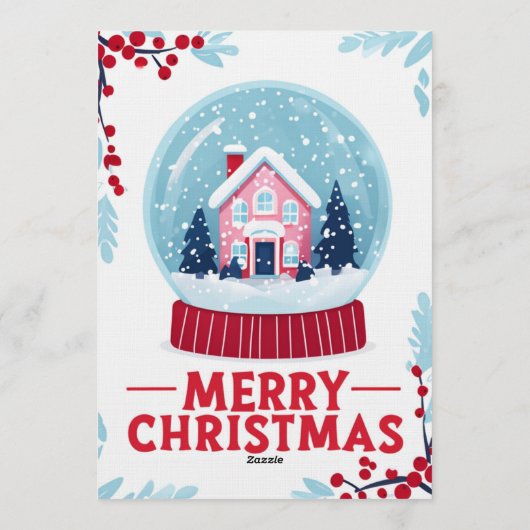 Invitation Charming Christmas Snow Globe Holiday Card (Dos)