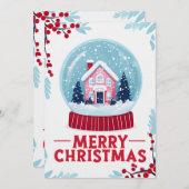 Invitation Charming Christmas Snow Globe Holiday Card (Devant / Derrière)
