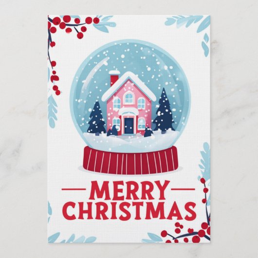 Invitation Charming Christmas Snow Globe Holiday Card (Devant)