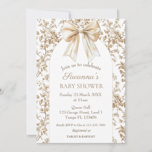 Invitation Charming Coquette Chinoiserie Baby shower (Devant)