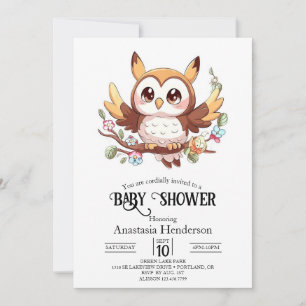 Invitation Charming Cute Owl Baby shower