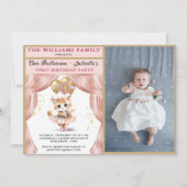 Invitation Charming Dancing Kitten Photo First Birthday Girl (Devant)