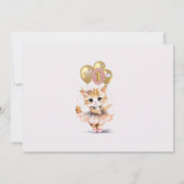 Invitation Charming Dancing Kitten Photo First Birthday Girl (Dos)