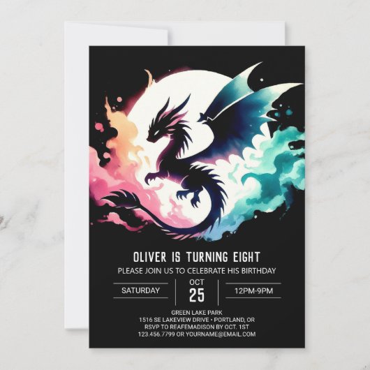 Invitation Charming Dragon Anniversaire modifiable (Devant)