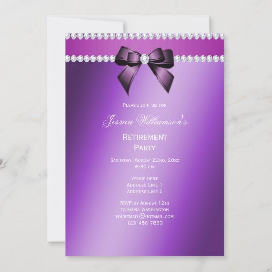 Invitation Charming Elegant Purple RetiParty (Dos)