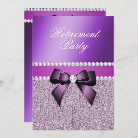 Invitation Charming Elegant Purple RetiParty (Devant / Derrière)