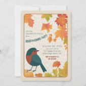 Invitation Charming Fall Housewarming Leaves Minimalist Bird (Devant)