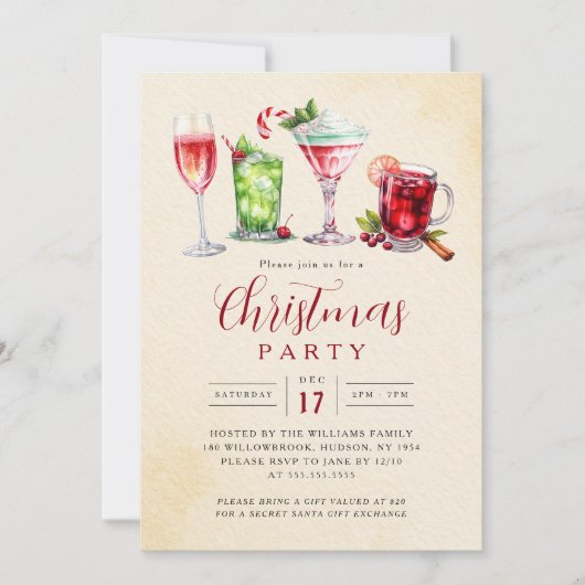 Invitation Charming Festive Drinks Christmas Party   (Devant)
