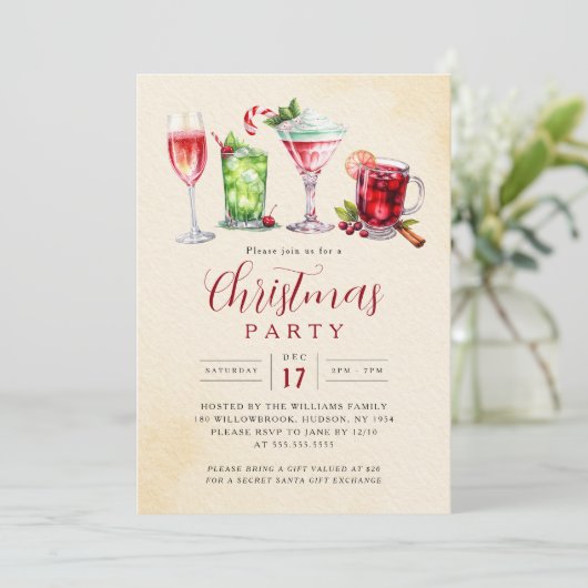 Invitation Charming Festive Drinks Christmas Party   (Debout devant)