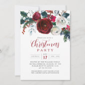 Invitation Charming Festive Flower Foliage Christmas Party (Devant)