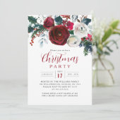 Invitation Charming Festive Flower Foliage Christmas Party (Debout devant)