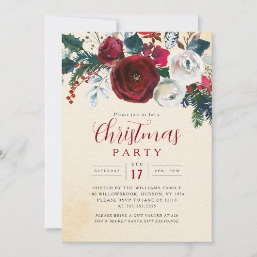Invitation Charming Festive Foliage Christmas Party (Devant)