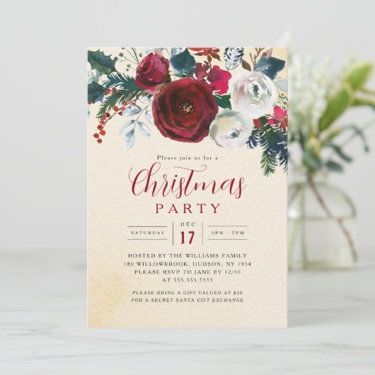 Invitation Charming Festive Foliage Christmas Party (Debout devant)