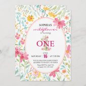 Invitation Charming Floral Premier anniversaire (Devant / Derrière)