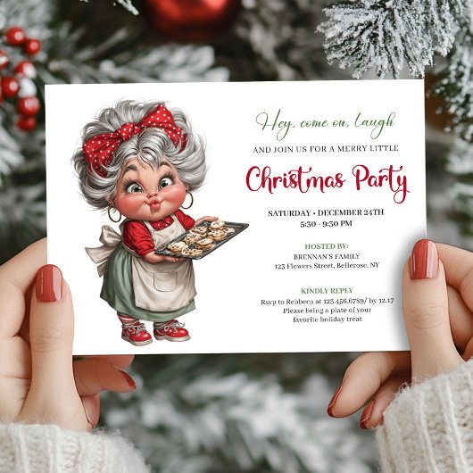 Invitation Charming Funny Grandma Comic Christmas Humor Style