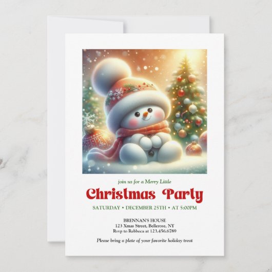 Invitation Charming funny snowman invite holiday tones DGL (Devant)