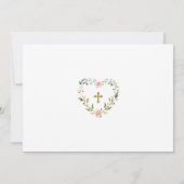 Invitation Charming Gold Cross Floral Girl Photo Baptism (Dos)
