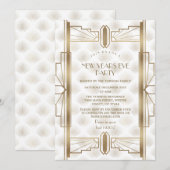 Invitation Charming Gold Great Gatsby Art Déco fête du Nouvel (Devant / Derrière)