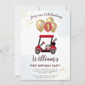 Invitation Charming Golf Panier Premier anniversaire garçon (Devant)