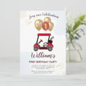 Invitation Charming Golf Panier Premier anniversaire garçon (Debout devant)