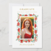 Invitation Charming Graceful Floral Graduation Rouge Photo (Devant)