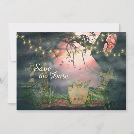 Invitation Charming Graveyard Enregistrer la date Mariage Inv (Devant)