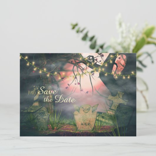 Invitation Charming Graveyard Enregistrer la date Mariage Inv (Debout devant)