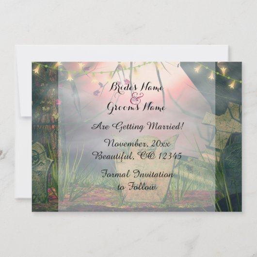 Invitation Charming Graveyard Enregistrer la date Mariage Inv (Dos)