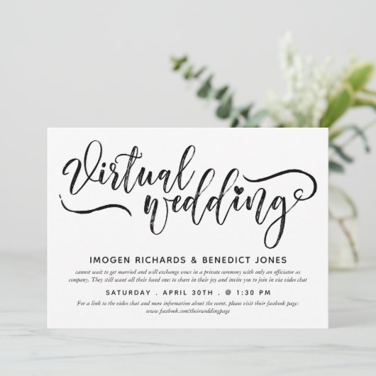 Invitation Charming Heart Brush Script Mariage virtuel (Debout devant)