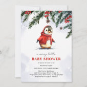 Invitation Charming mignonne Penguin Baby shower de Noël d'hi (Devant)