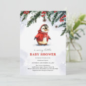 Invitation Charming mignonne Penguin Baby shower de Noël d'hi (Debout devant)