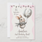 Invitation Charming Mouse Balloons 2e fête d'anniversaire (Devant)
