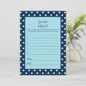 Invitation Charming Navy Blue Bow Devine Que Baby Food Game (Debout devant)