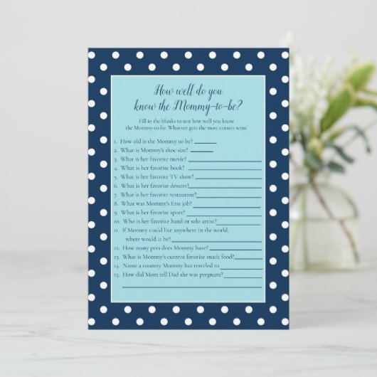 Invitation Charming Navy Blue Bow Qui Connaît Maman Meilleur (Debout devant)