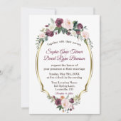 Invitation Charming or Bourgogne Blush Floral Mariage (Devant)