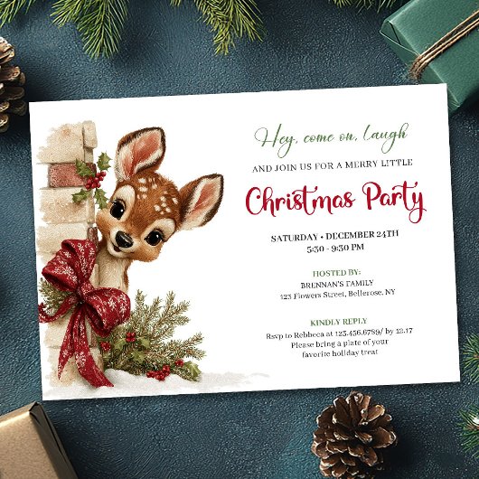 Invitation Charming peeking reindeer editable invite download