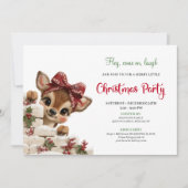 Invitation Charming peeking reindeer fun holiday party invite (Devant)
