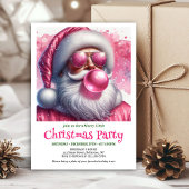 Invitation Charming Pink Santa Bubble Gum Funny Christmas