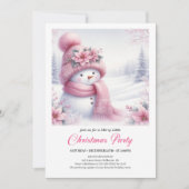 Invitation Charming Pink Snowman Editable Christmas Invite   (Devant)