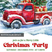 Invitation Charming red truck Christmas scene rustic invites