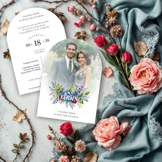 Invitation Charming Romantic Floral & Transparency Overlay